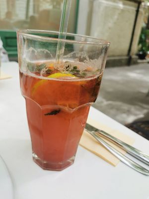 Strawberry Lemonade Cocktail at Napfényes Restaurant & Confectionery in Budapest