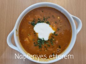Hungarian bean goulash at Napfényes Restaurant & Confectionery in Budapest