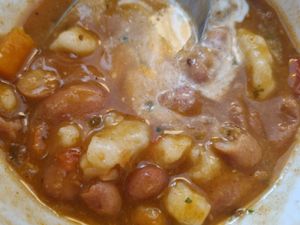 Hungarian bean goulash at Napfényes Restaurant & Confectionery in Budapest