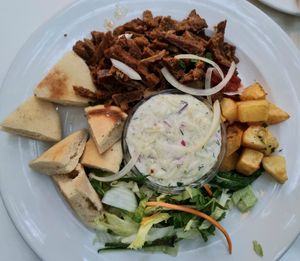 Gyros platter at Napfényes Restaurant & Confectionery in Budapest