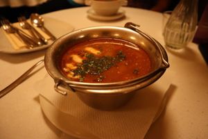 Goulash soup at Napfényes Restaurant & Confectionery in Budapest