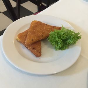 side of 2 fried vegan cheese at Napfényes Restaurant & Confectionery in Budapest