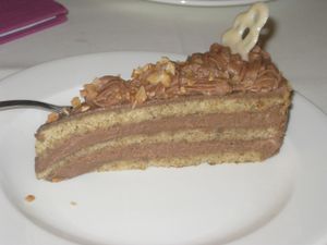 Snickers cake at Napfényes Restaurant & Confectionery in Budapest