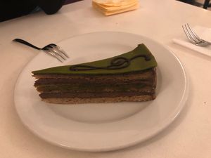 Mozar cake at Napfényes Restaurant & Confectionery in Budapest