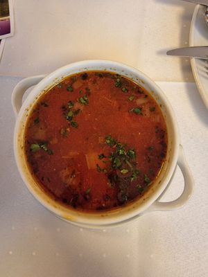 Tuscan green been soup (daily menu item) at Napfényes Restaurant & Confectionery in Budapest