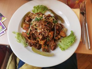Seitan Roast à la Brasov at Napfényes Restaurant & Confectionery in Budapest