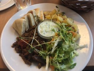 Kebab/"gyros" plate at Napfényes Restaurant & Confectionery in Budapest