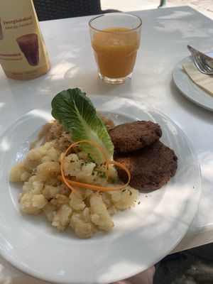 oat fritters  at Napfényes Restaurant & Confectionery in Budapest
