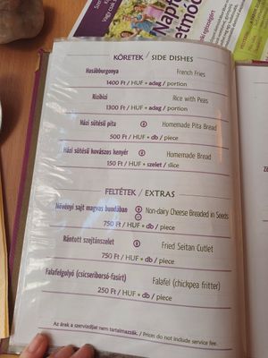 Menu me at Napfényes Restaurant & Confectionery in Budapest