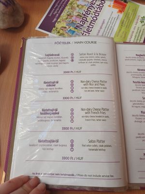 Menu at Napfényes Restaurant & Confectionery in Budapest