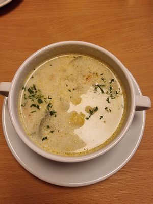 Vegetable ragout soup at Napfényes Restaurant & Confectionery in Budapest