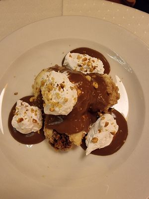 Somlói sponge cake at Napfényes Restaurant & Confectionery in Budapest