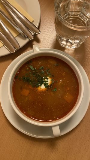 Gulasch Suppe #Veganuary at Napfényes Restaurant & Confectionery in Budapest