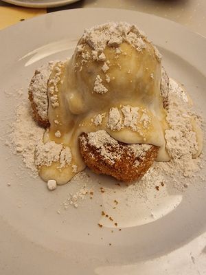 Millet dumplings at Napfényes Restaurant & Confectionery in Budapest