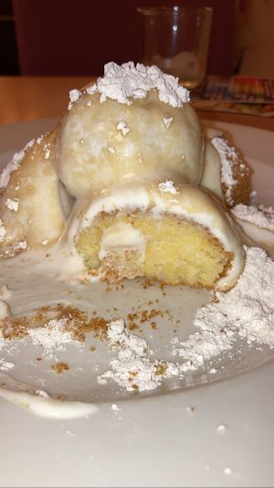 Millet dumplings  at Napfényes Restaurant & Confectionery in Budapest