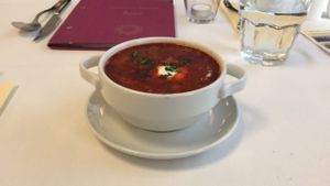 Bean goulash  at Napfényes Restaurant & Confectionery in Budapest