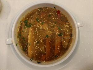 Daily specials - Chinese style sour and spicy soup at Napfényes Restaurant & Confectionery in Budapest