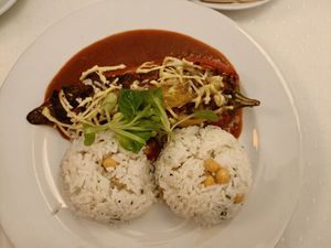 Daily specials - Moroccan style stuffed paprika with rice at Napfényes Restaurant & Confectionery in Budapest