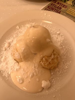Millet Dumpling Desert ( gluten free )  at Napfényes Restaurant & Confectionery in Budapest