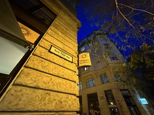 Love the vegan 🌱 signage   at Napfényes Restaurant & Confectionery in Budapest