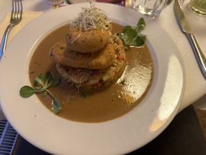 Risotto with tofu cutlet & peanut sauce (OMG)   at Napfényes Restaurant & Confectionery in Budapest