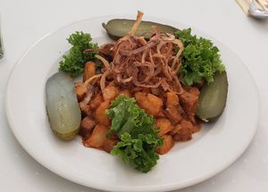 Bolssoi, too salty at Napfényes Restaurant & Confectionery in Budapest