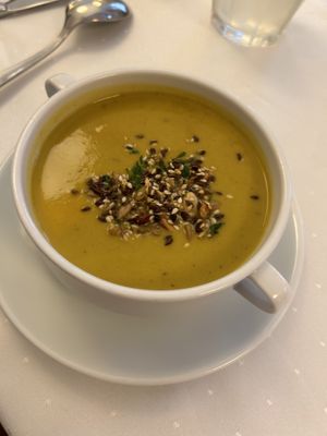 Vegetable cream soup  at Napfényes Restaurant & Confectionery in Budapest