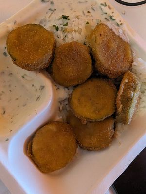 Fried zucchini didn't make the delivery well, but was still delicious at Napfényes Restaurant & Confectionery in Budapest