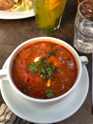 Hungarian Bean Goulash Soup (small size) at Napfényes Restaurant & Confectionery in Budapest