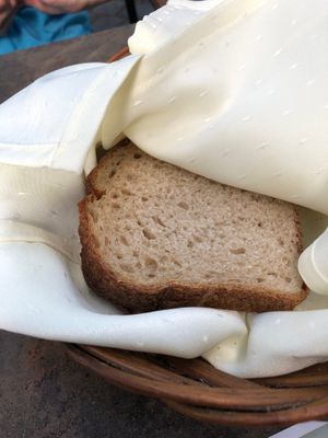 Homemade bread (unfortunately very dry and stale) at Napfényes Restaurant & Confectionery in Budapest