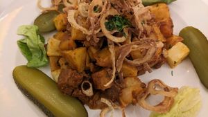 Seitan and ratatouille at Napfényes Restaurant & Confectionery in Budapest
