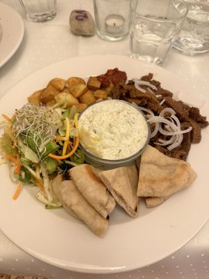Gyros platter  at Napfényes Restaurant & Confectionery in Budapest