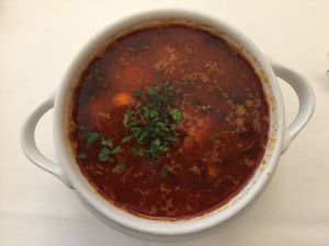 Hungarian Goulash at Napfényes Restaurant & Confectionery in Budapest