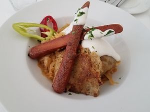 Stuffed cabbage with sauerkraut  at Napfényes Restaurant & Confectionery in Budapest
