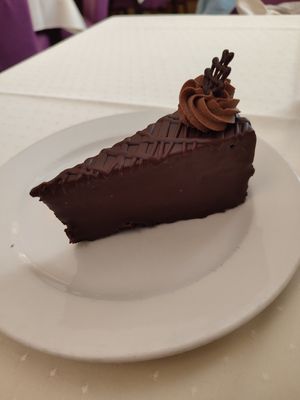 Chocolate cake at Napfényes Restaurant & Confectionery in Budapest