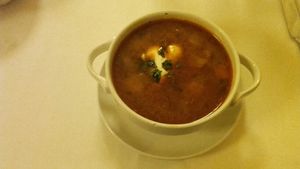 vegetarian Hungarian goulash, delicious  at Napfényes Restaurant & Confectionery in Budapest