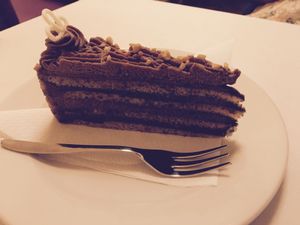 peanut cake.... peckish ! at Napfényes Restaurant & Confectionery in Budapest