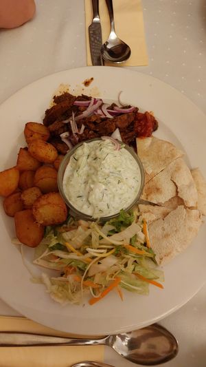 Gyros plate at Napfényes Restaurant & Confectionery in Budapest