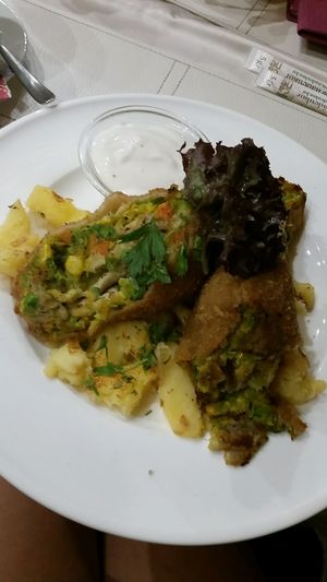 Fried crepes at Napfényes Restaurant & Confectionery in Budapest