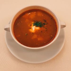 Babgulyás  at Napfényes Restaurant & Confectionery in Budapest