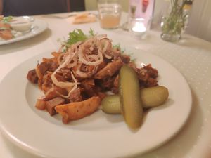 Hungarian food, was tasty but not sure it's the original taste of the dish at Napfényes Restaurant & Confectionery in Budapest