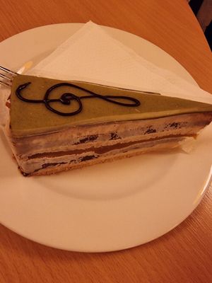 Mozart cake at Napfényes Restaurant & Confectionery in Budapest