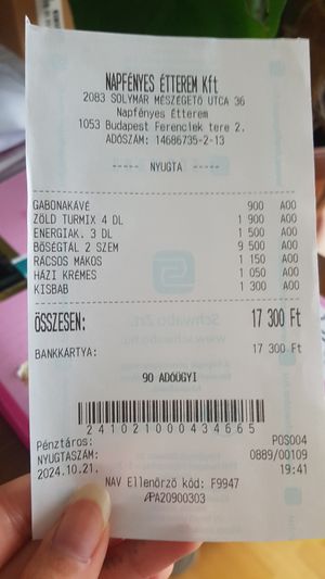  at Napfényes Restaurant & Confectionery in Budapest