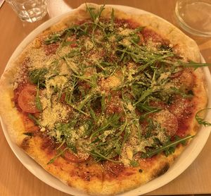 Cashew-pesto-parmesan-pizza  at Napfényes Restaurant & Confectionery in Budapest