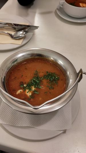 Goulash soup at Napfényes Restaurant & Confectionery in Budapest