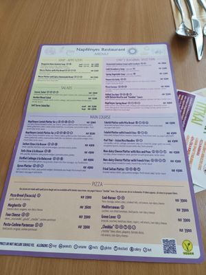 The menu at Napfényes Restaurant & Confectionery in Budapest