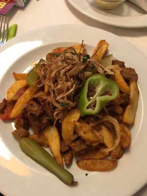 Seitan Hungarian dish at Napfényes Restaurant & Confectionery in Budapest