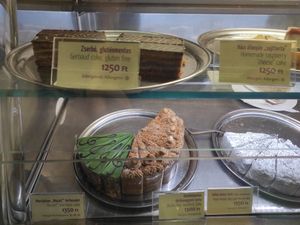 Cakes at Napfényes Restaurant & Confectionery in Budapest