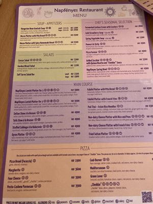 Menu  at Napfényes Restaurant & Confectionery in Budapest