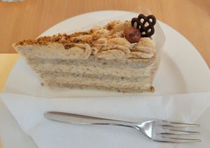 Hazelnut cake (gluten-free) at Napfényes Restaurant & Confectionery in Budapest
